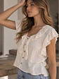 Blusa Bambula Crema Mujer con Vuelos Estilo Boho - Miniatura 4