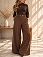 Pantalón Palazzo Sastrero Mujer con Cinturón Talla L - Miniatura 6
