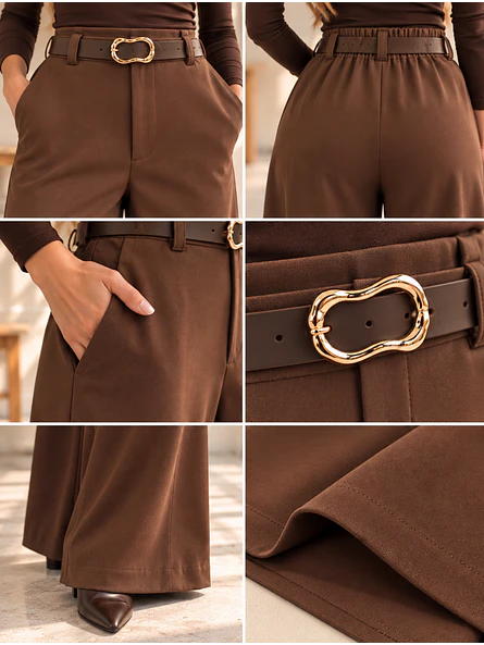 Pantalón Palazzo Sastrero Mujer con Cinturón Talla L 5