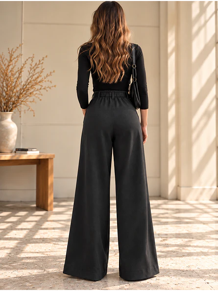 Pantalón Palazzo Sastrero Mujer con Cinturón Talla L 4