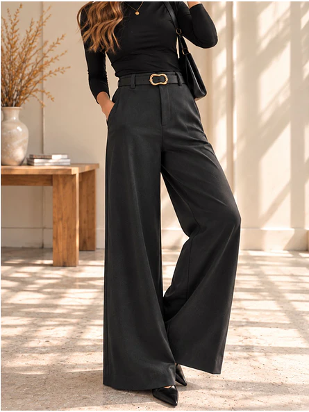 Pantalón Palazzo Sastrero Mujer con Cinturón Talla L 1
