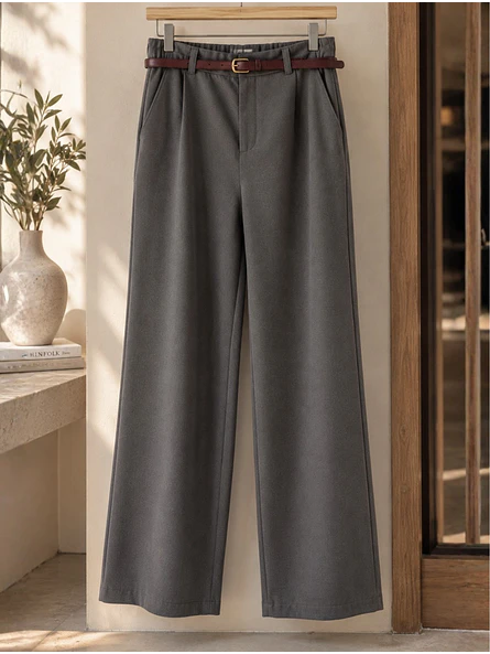 Pantalón Sastrero Mujer Lanilla con Pinzas y cinturón 5