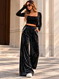Pantalón Palazzo Terciopelo con Brillos Mujer  - Miniatura 1