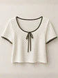 Polera Crop Holgada Texturizada con Lazo Mujer - Miniatura 4