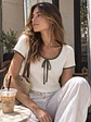 Polera Crop Holgada Texturizada con Lazo Mujer - Miniatura 1