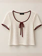 Polera Crop Holgada Texturizada con Lazo Mujer - Miniatura 6