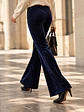 Pantalón Palazzo Terciopelo Azul Mujer Tiro Alto - Miniatura 2