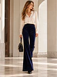 Pantalón Palazzo Terciopelo Azul Mujer Tiro Alto - Miniatura 3