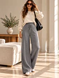 Pantalón Palazzo Térmico Forrado Mujer con Canalé Lateral - Miniatura 2