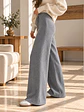 Pantalón Palazzo Térmico Forrado Mujer con Canalé Lateral - Miniatura 1