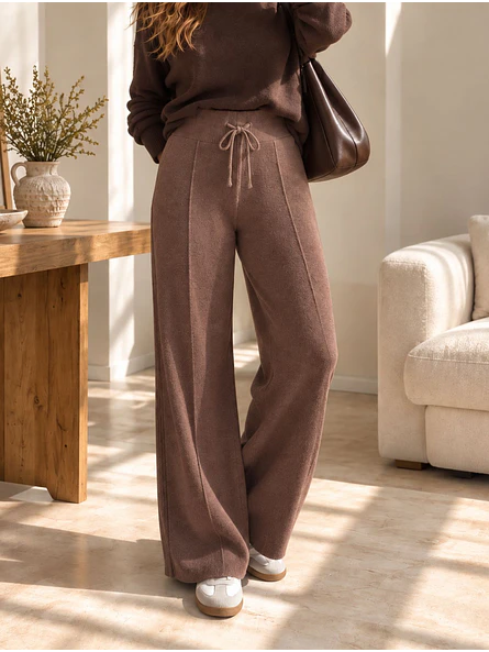 Pantalón Palazzo Térmico Forrado Mujer con Canalé Lateral 5