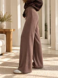 Pantalón Palazzo Térmico Forrado Mujer con Canalé Lateral - Miniatura 13