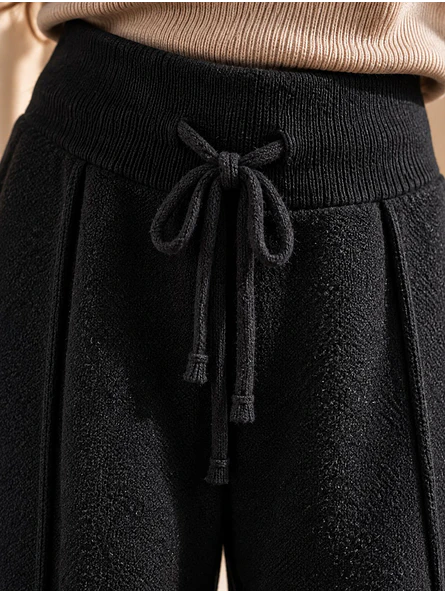 Pantalón Palazzo Térmico Forrado Mujer con Canalé Lateral 17