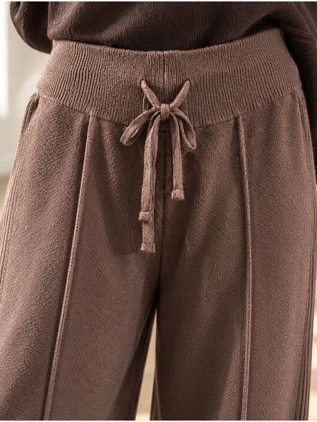 Pantalón Palazzo Térmico Forrado Mujer con Canalé Lateral 12