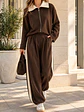 Conjunto Buzo Café Mujer con Franjas Crema - Miniatura 1