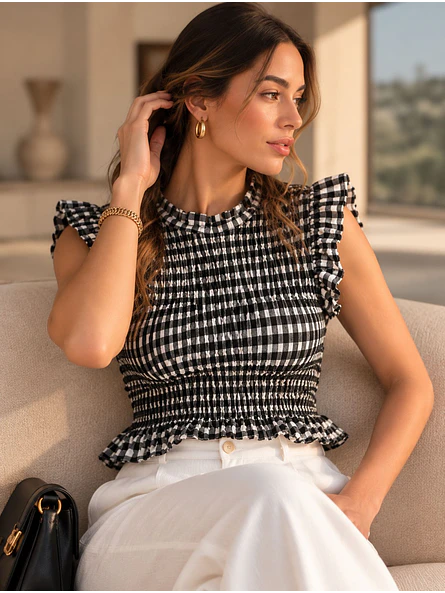 Top Fruncido Elasticado Mujer Vuelos 15