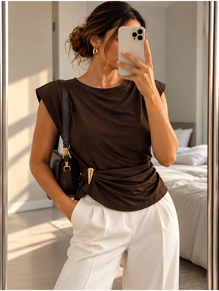 Polera Hombreras con Prendedor Dorado Mujer 2
