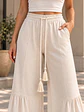 Pantalón Palazzo Boho Lino Mujer Fruncido - Miniatura 9