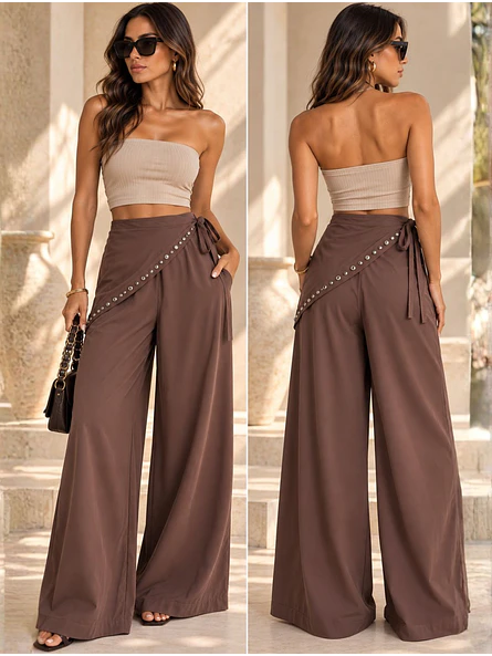 Pantalón con Pareo de Tachas Mujer 5