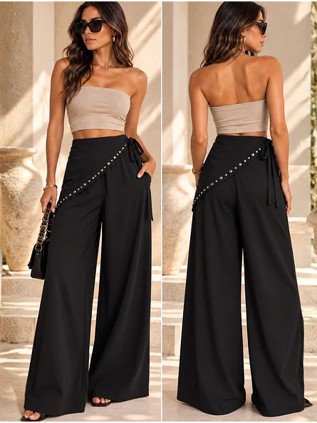 Pantalón con Pareo de Tachas Mujer 9