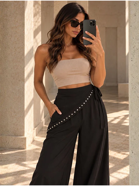 Pantalón con Pareo de Tachas Mujer 10