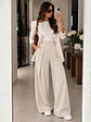 Pantalón con Tablas Mujer Tiro Alto Beige - Miniatura 1