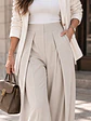 Pantalón con Tablas Mujer Tiro Alto Beige - Miniatura 2