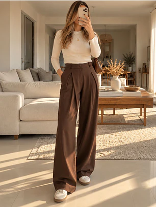 Pantalón Palazzo Sastrero Crepé Mujer | Carobaska