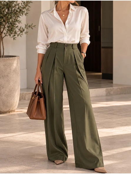 Pantalón Palazzo Sastrero Crepé Mujer | Carobaska 10