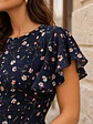 Vestido Flores Azul Oscuro con Volantes Mujer - Miniatura 7