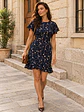Vestido Flores Azul Oscuro con Volantes Mujer - Miniatura 5