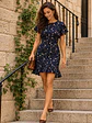 Vestido Flores Azul Oscuro con Volantes Mujer - Miniatura 1