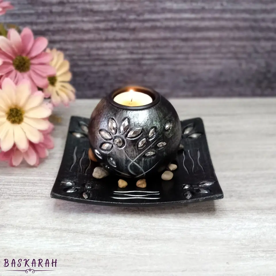 Portavela Esfera Black & Silver 1