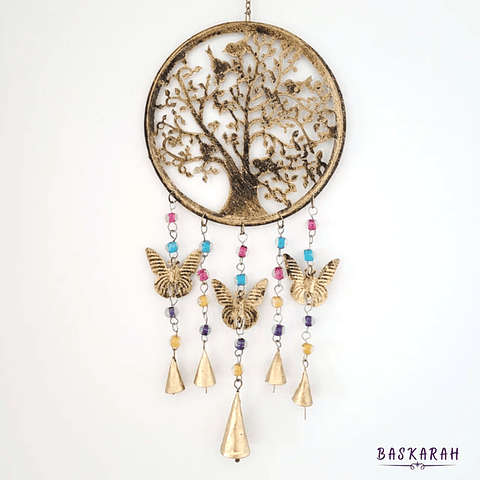 Colgante de Viento Arbol de la Vida y Mariposas.
