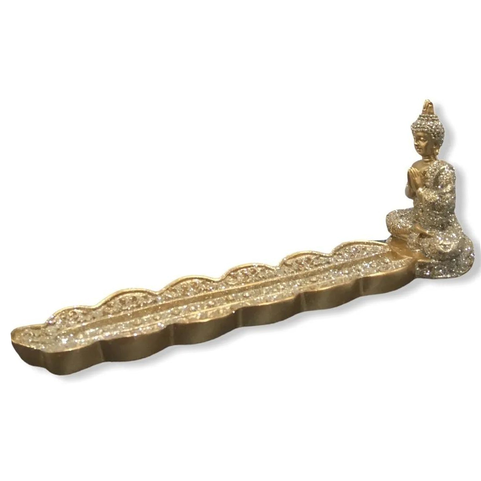 Porta Incienso Dorado con figura de Buda 2