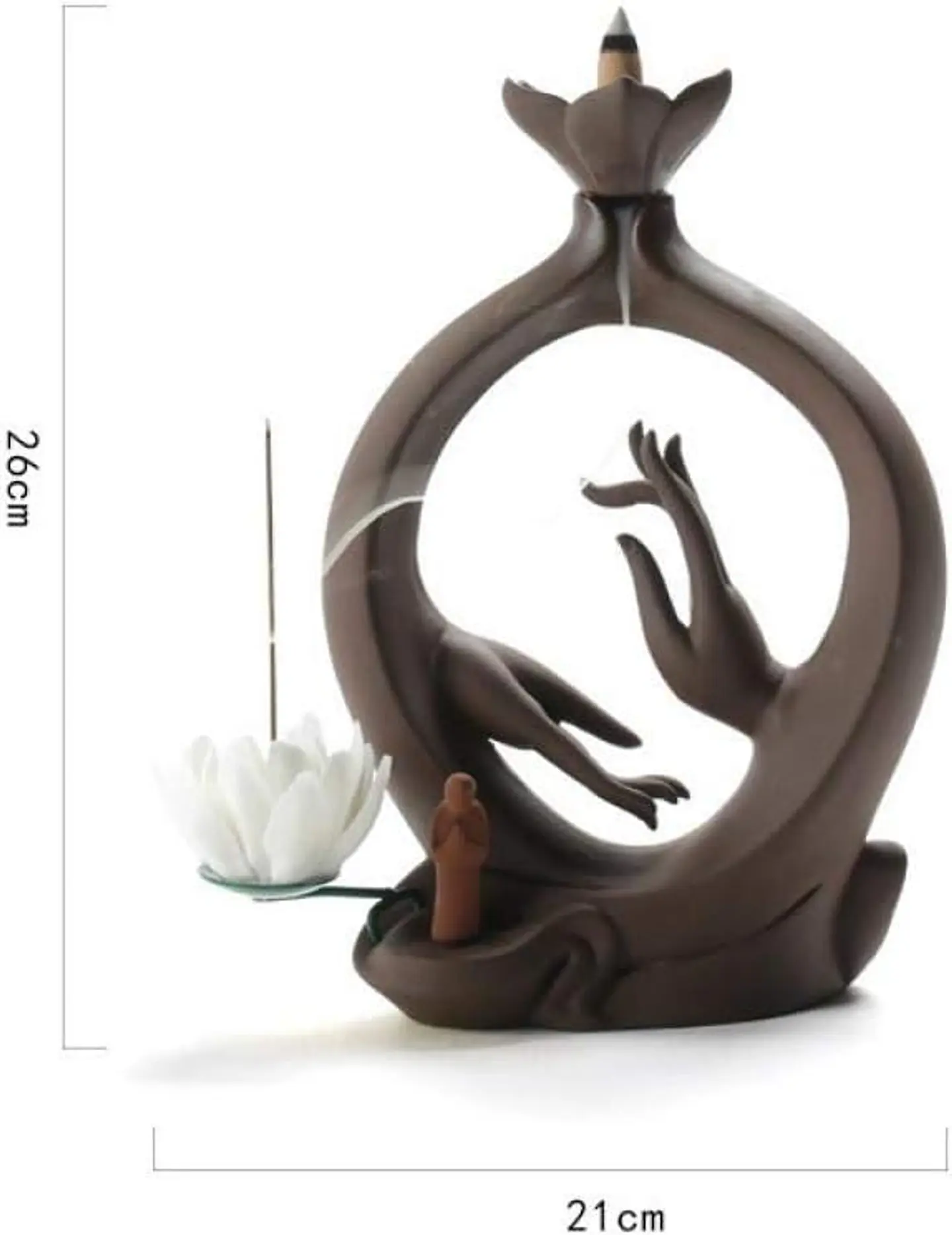 Cascada De Humo Manos de Sabiduria con Flor de Loto y Monge + 10 Conos Premium de Regalo 2