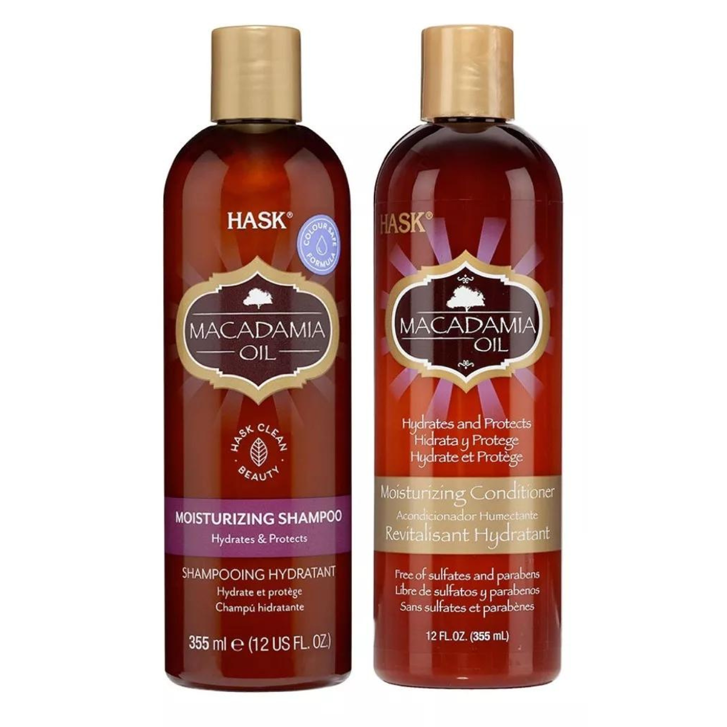 Pack Shampoo + Acondicionador Macadamia oil Sin Sal Hask 355ml  2