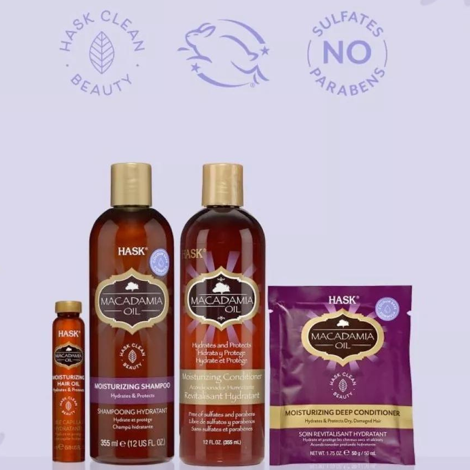 Pack Shampoo + Acondicionador Macadamia oil Sin Sal Hask 355ml  5