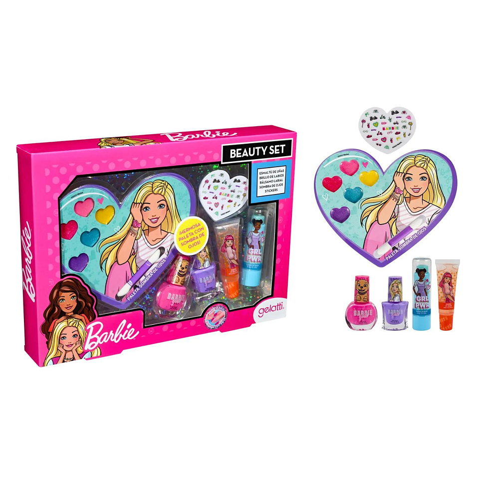 Set De Maquillaje Esmaltes Labial Niñas Barbie  1
