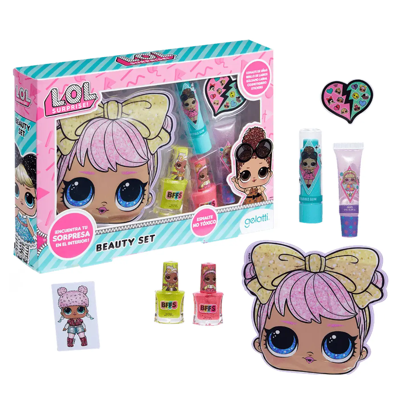 Set de maquillaje LOL Surprise- 2 esmaltes +1 bálsamo Labial+ 1 brillo de labios + Cosmetiquero 2