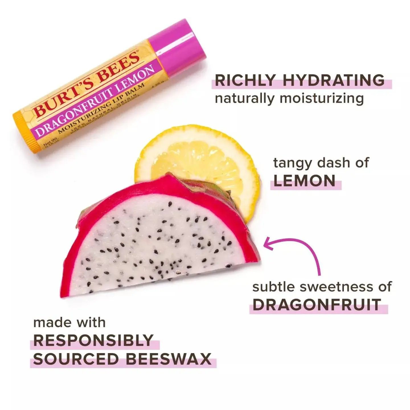 Balsamo Labial Burt´s Bees Dragonfruit Lemon 4.25 G 4
