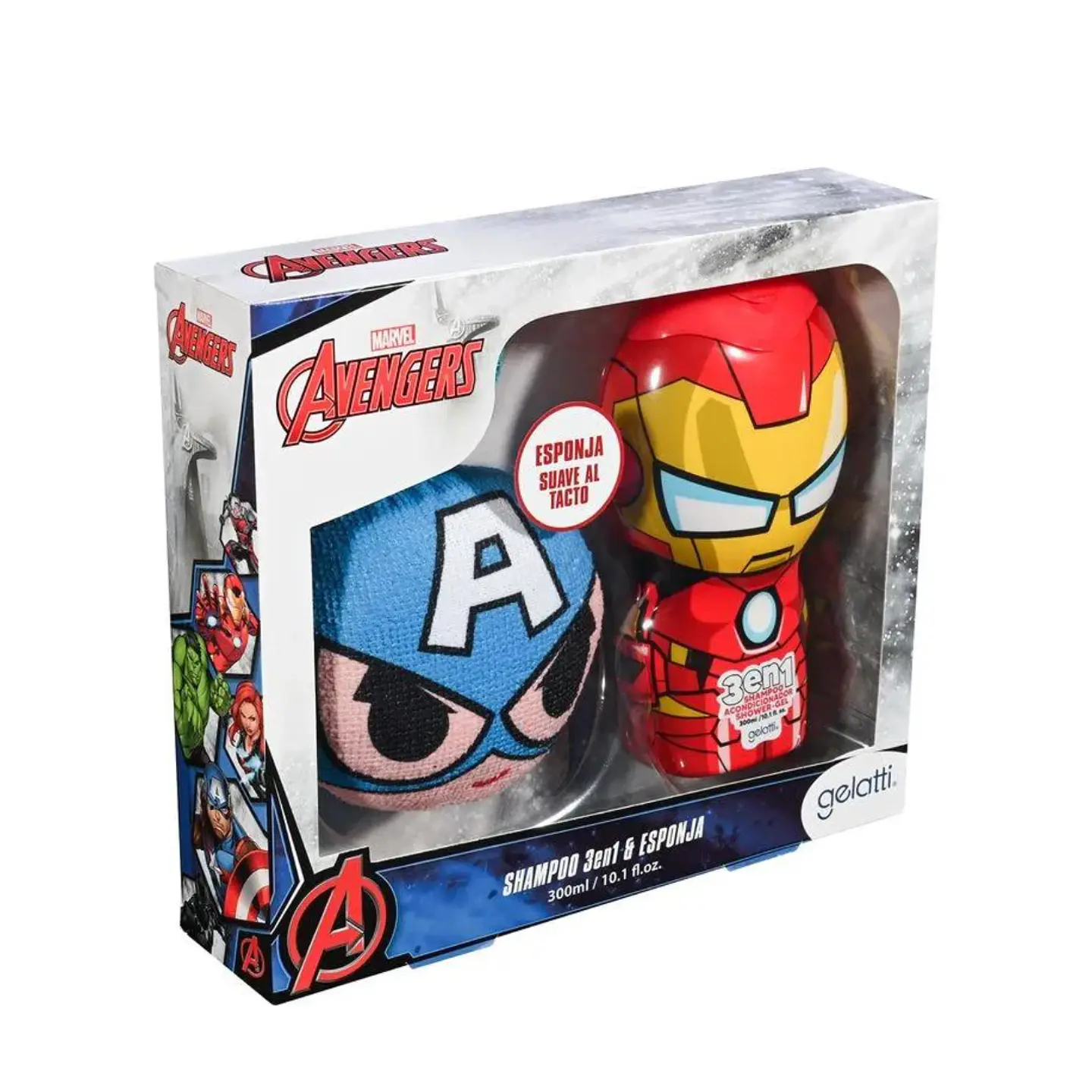 Set de Baño - Shampoo 3 en 1 IronMan + Esponja de baño Cap. América 2