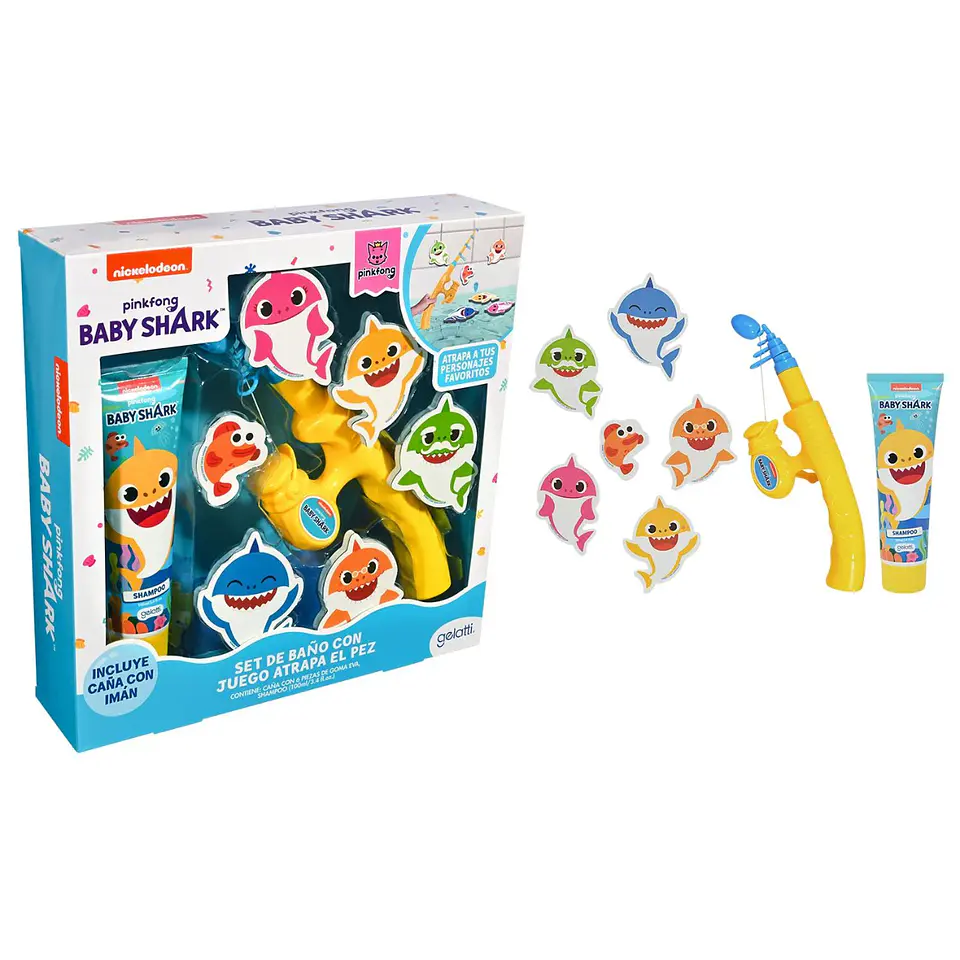 Set de Baño Baby Shark Shampoo + juego de pesca entretenida 1