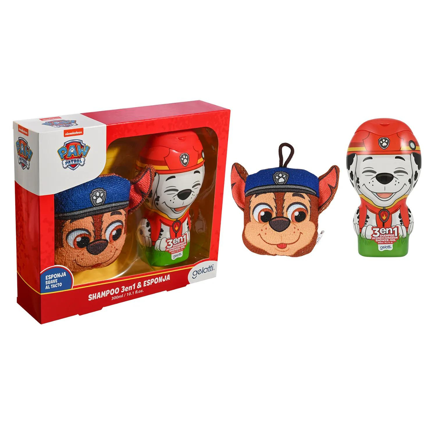 Set de Baño Marshall Paw Patrol- Shampoo 2 en 1 + Esponja de baño Chase 1