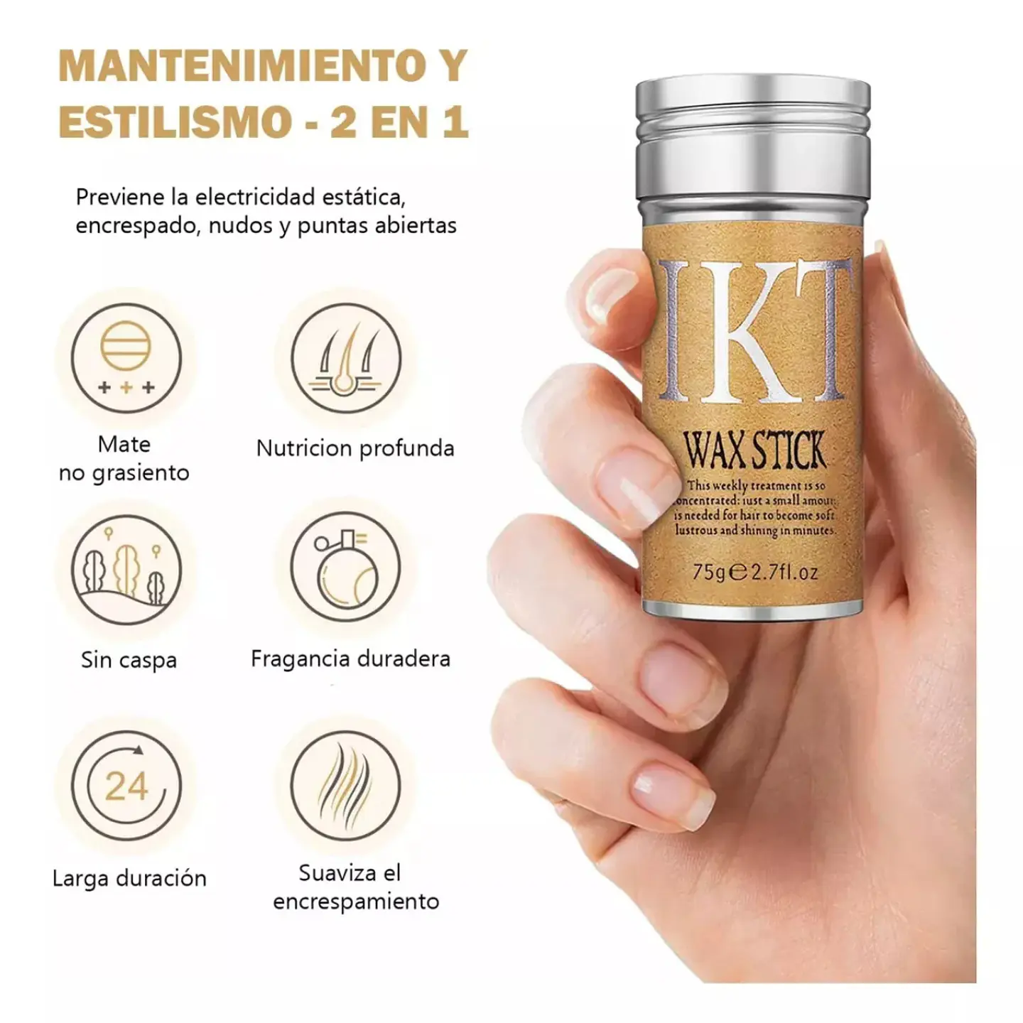 Cera En Barra Para Cabello + Cepillo Pulidor 5