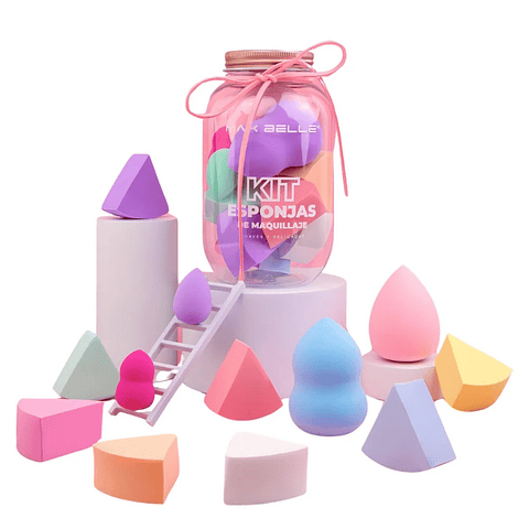 Set 12 Esponjas De Maquillaje Color Tamaño Variado Max Belle