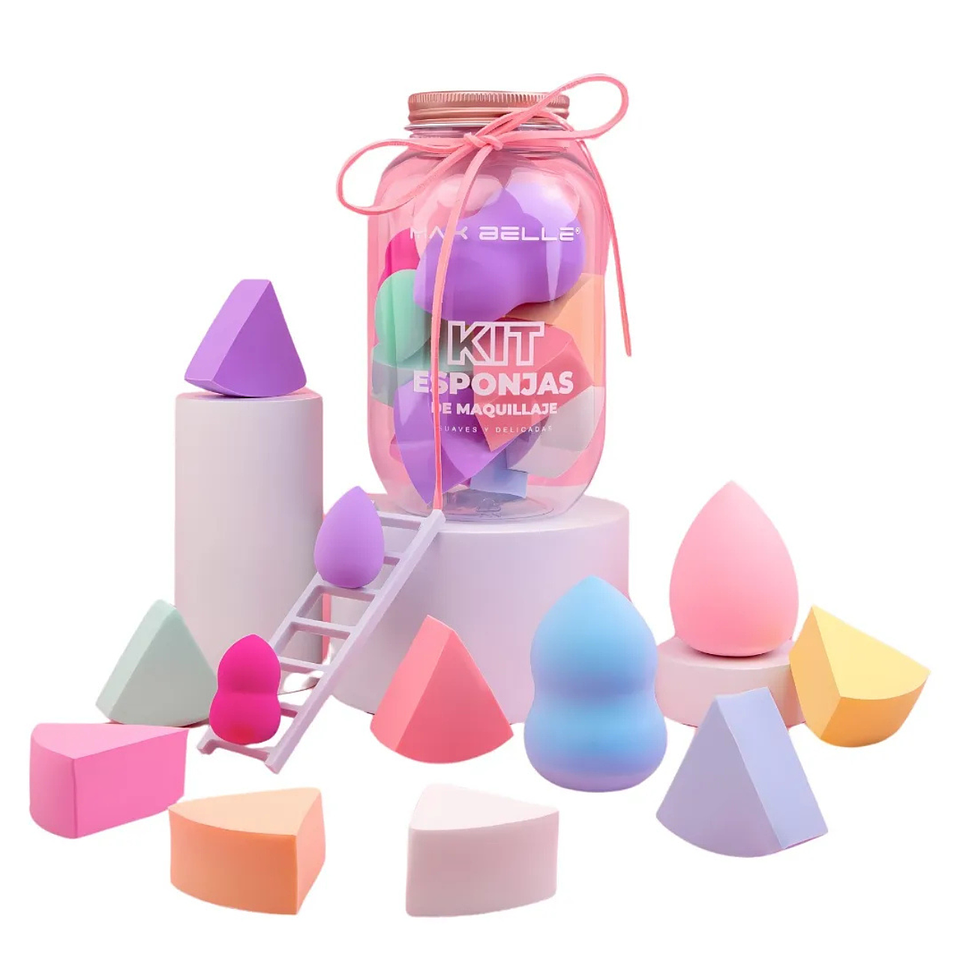 Set 12 Esponjas De Maquillaje Color Tamaño Variado Max Belle 1