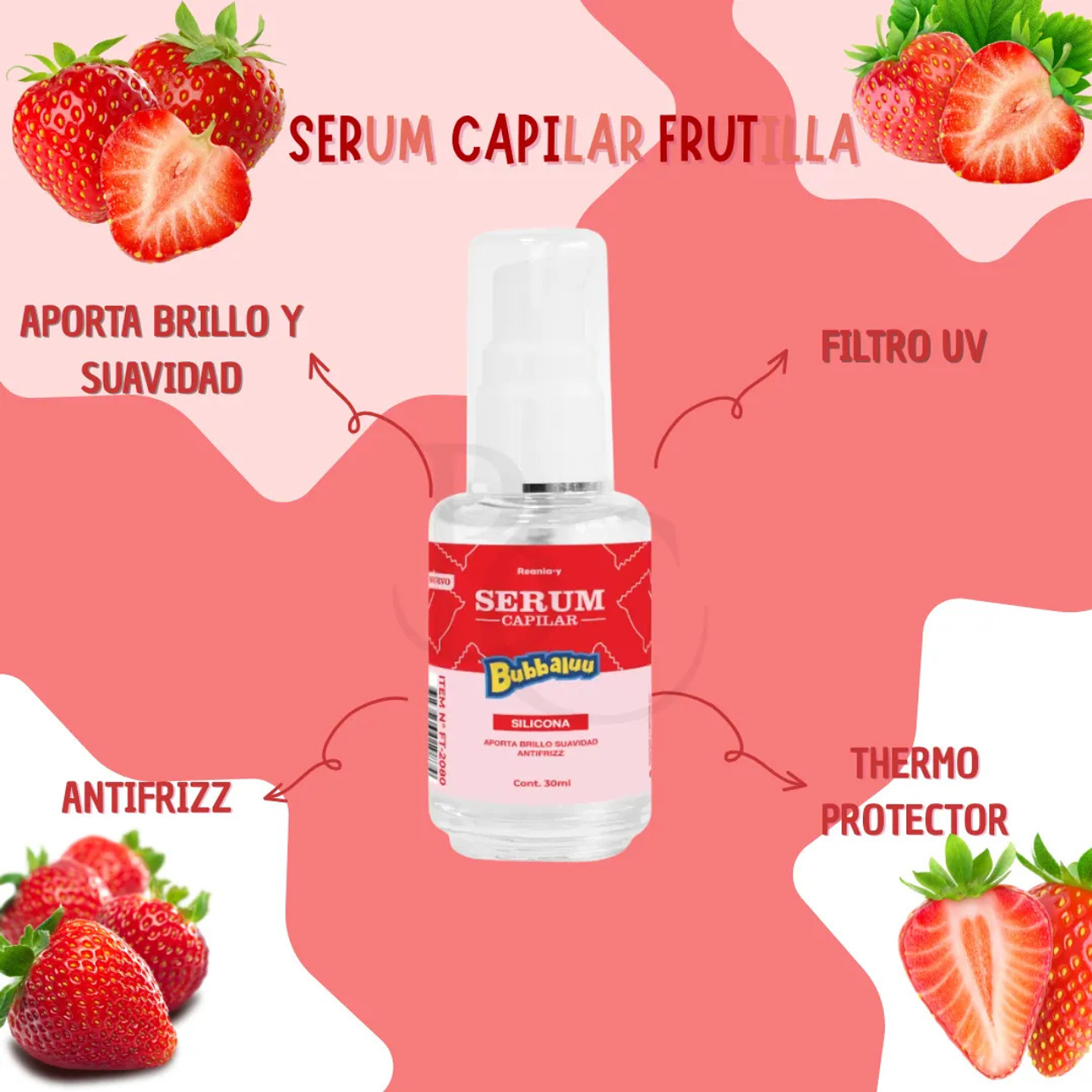 Sérum Termoprotector Aceite Bubbaluu 30ml Frutilla 3