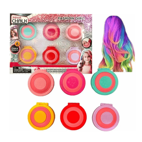 Kit 6 Tizas En Polvo Para Cabello Juego Para Niñas