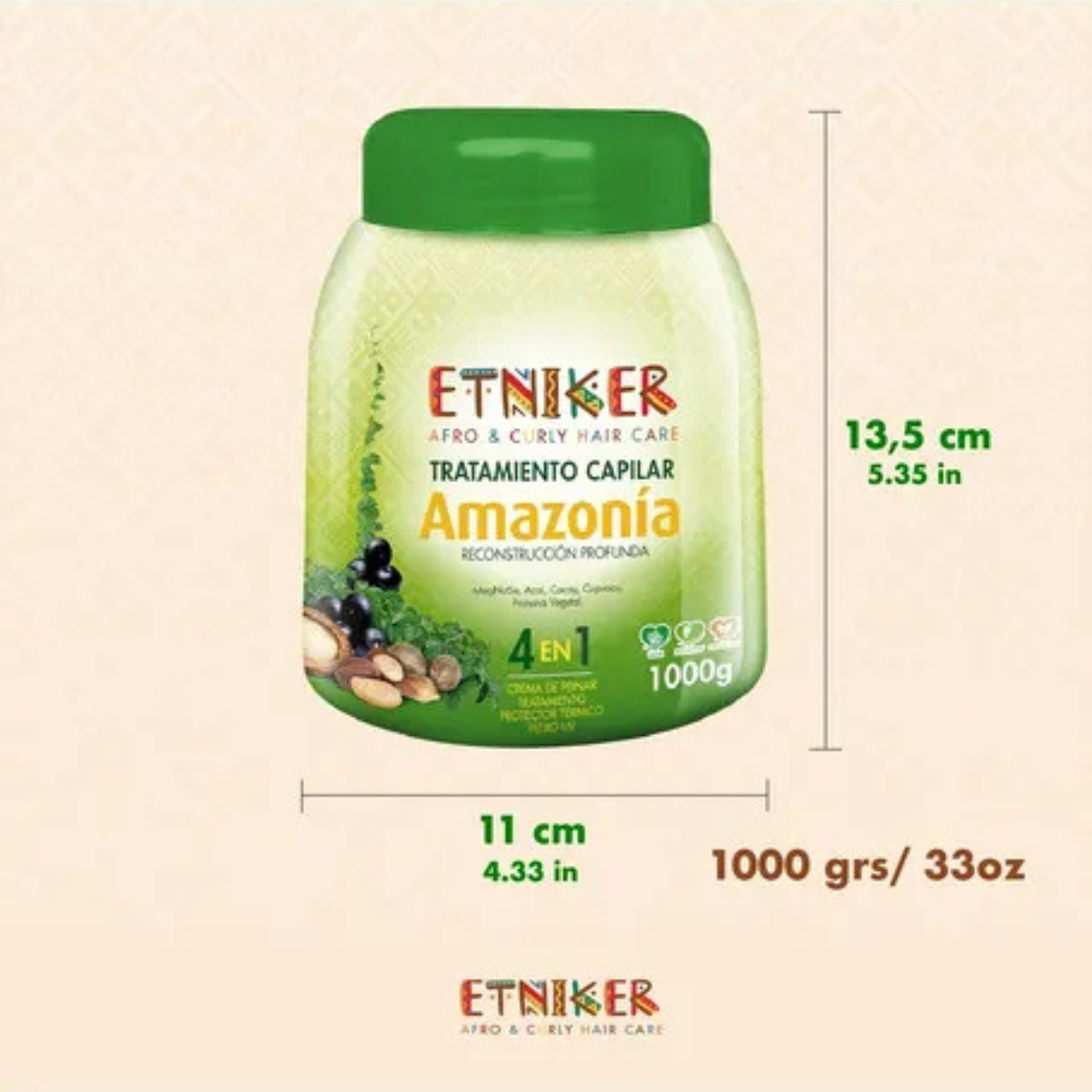 Tratamiento Capilar 4en1 Amazonía Reconstrucción Etniker 1kg 2